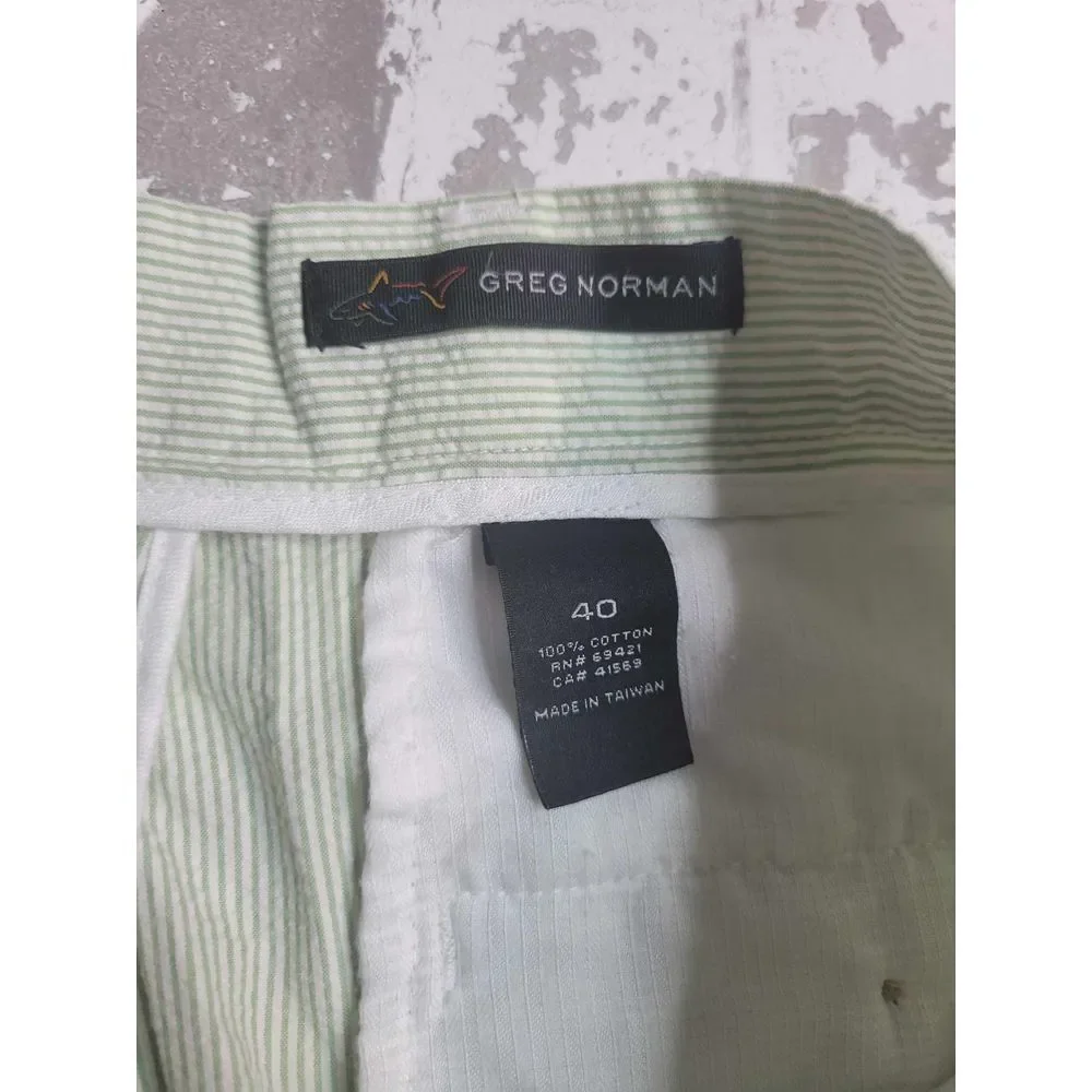 3315 Greg Norman Green‎ Seersucker Shorts Men's 40